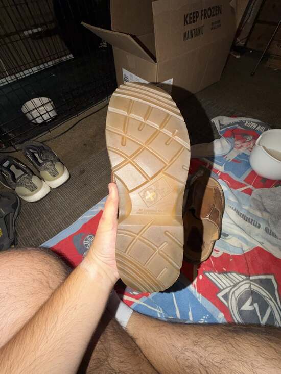 Dr. Martens Brown Leather Slide Sandals Size 11s  air cushion sole main image 5